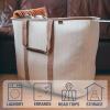CleverMade Collapsible Laundry Caddy -LUXE Cream Herringbone 2Pack 64L -Foldable Storage Organization Container Clothes Laundry Room Storage Solution(Dark Blue (LUXE) – Pack of 2)
