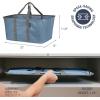 CleverMade Collapsible Laundry Tote – Denim Charcoal 2-Pack 50L – Foldable Storage Organization Container for Clothes Laundry Room Storage Solution(Blue/Gray – Pack of 2)