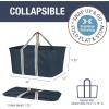 CleverMade Collapsible Laundry Tote – Denim Charcoal 2-Pack 50L – Foldable Storage Organization Container for Clothes Laundry Room Storage Solution(Dark Blue (LUXE) – Pack of 2)
