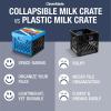 CleverMade Collapsible Milk Crate, Obsidian, 1PK – 25L (6 Gal) Stackable Storage Bins, Holds 50lbs Per Bin – Clevercrates are Heavy Duty, Plastic Collapsible Storage Crate for Multi Purposes(Neptune Blue – Pack of 3)