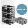 CleverMade Collapsible Shopping Basket, Obsidian, 3PK – 24L (6 Gal) Reusable Plastic Grocery Shopping Baskets, Holds 25lbs Per Basket – Small Foldable Storage Crates with Handles(Gray – Shopping Basket – Pack of 3)