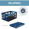 CleverMade Collapsible Shopping Basket, Obsidian, 3PK – 24L (6 Gal) Reusable Plastic Grocery Shopping Baskets, Holds 25lbs Per Basket – Small Foldable Storage Crates with Handles(Blue – Utility Crate – Pack of 3)