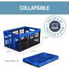 CleverMade Collapsible Shopping Basket, Obsidian, 3PK – 24L (6 Gal) Reusable Plastic Grocery Shopping Baskets, Holds 25lbs Per Basket – Small Foldable Storage Crates with Handles(Blue)