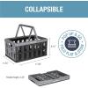CleverMade Collapsible Shopping Basket, Obsidian, 3PK – 24L (6 Gal) Reusable Plastic Grocery Shopping Baskets, Holds 25lbs Per Basket – Small Foldable Storage Crates with Handles(Gray – Shopping Basket – Pack of 3)
