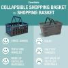 CleverMade Collapsible Shopping Basket, Obsidian, 3PK – 24L (6 Gal) Reusable Plastic Grocery Shopping Baskets, Holds 25lbs Per Basket – Small Foldable Storage Crates with Handles(Blue – Shopping Basket – Pack of 3)
