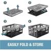 CleverMade Collapsible Shopping Basket, Obsidian, 3PK – 24L (6 Gal) Reusable Plastic Grocery Shopping Baskets, Holds 25lbs Per Basket – Small Foldable Storage Crates with Handles(Blue – Utility Crate – Pack of 3)