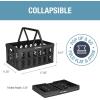 CleverMade Collapsible Shopping Basket, Obsidian, 3PK – 24L (6 Gal) Reusable Plastic Grocery Shopping Baskets, Holds 25lbs Per Basket – Small Foldable Storage Crates with Handles(Black – Shopping Basket – Pack of 3)