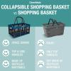 CleverMade Collapsible Shopping Basket, Stone, 3PK – 16L (4 Gal) Reusable Plastic Grocery Shopping Baskets, Holds 22lbs Per Basket – Small Foldable Storage Crates with Handles(Stone)
