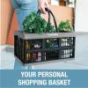 CleverMade Collapsible Shopping Basket, Stone, 3PK – 16L (4 Gal) Reusable Plastic Grocery Shopping Baskets, Holds 22lbs Per Basket – Small Foldable Storage Crates with Handles(Stone)