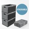 CleverMade Collapsible Storage Bins – Obsidian 3 Pack 32L – Stackable Containers Heavy Duty Capacity Folding Crates – Space-Saving for Home(Stone Gray 2 – 62L – Pack of 3)