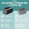 CleverMade Collapsible Storage Bins – Obsidian 3 Pack 62L – Stackable Containers Heavy Duty Capacity Folding Crates – Space-Saving for Home(Stone Gray – 46L – Pack of 3)