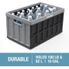 CleverMade Collapsible Storage Bins with Lids – Ocean 3 Pack 46L – Plastic Containers Stackable Organization Crates Home Closet Space-Saving Durable(Glossy Black – 62L – Pack of 3)