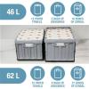 CleverMade Collapsible Storage Bins with Lids – Ocean 3 Pack 46L – Plastic Containers Stackable Organization Crates Home Closet Space-Saving Durable(Glossy Black – 62L – Pack of 3)