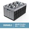CleverMade Collapsible Storage Bins with Lids – Ocean 3 Pack 46L – Plastic Containers Stackable Organization Crates Home Closet Space-Saving Durable(Glossy Black – 46L – Pack of 3)