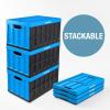 CleverMade Collapsible Storage Bins with Lids- Neptune Blue 3Pack 62L- Plastic Container Stackable Organization Crates Home Closet SpaceSaving Durable