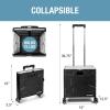 CleverMade Collapsible Wheeled Crate with Lid, 2-Wheels – Stable Rolling Crate with Handle and Large Wheels for Fragile Items, Heavy Loads and Easy Storage – 35L and 75lb Capacity, Black/Cream(Black/Gray (35l) – 4 Wheels – Pack of 1)