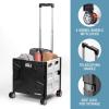 CleverMade Collapsible Wheeled Crate with Lid, 2-Wheels – Stable Rolling Crate with Handle and Large Wheels for Fragile Items, Heavy Loads and Easy Storage – 35L and 75lb Capacity, Black/Cream(Black/Gray (55l) – 4 Wheels – Pack of 1)