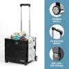 CleverMade Collapsible Wheeled Crate with Lid, 2-Wheels – Stable Rolling Crate with Handle and Large Wheels for Fragile Items, Heavy Loads and Easy Storage – 35L and 75lb Capacity, Black/Cream(Black/Gray (35l) – 2 Wheels – Pack of 1)