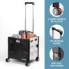CleverMade Collapsible Wheeled Crate with Lid, 2-Wheels – Stable Rolling Crate with Handle and Large Wheels for Fragile Items, Heavy Loads and Easy Storage – 35L and 75lb Capacity, Black/Cream(Black/Gray (35l) – 4 Wheels – Pack of 1)