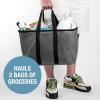 CleverMade EcoBasket Reusable Grocery Tote – Collapsible Storage Shopping Organizer – Heavy Duty Utility Bag Home(Black – Ecobasket – Pack of 3)