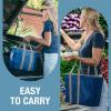 CleverMade EcoBasket Reusable Grocery Tote – Collapsible Storage Shopping Organizer – Heavy Duty Utility Bag Home(Blue/Gray – Ecobasket – Pack of 1)