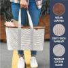 CleverMade EcoBasket Reusable Grocery Tote – Collapsible Storage Shopping Organizer – Heavy Duty Utility Bag Home(Geometric Taupe – Luxe – Pack of 1)
