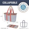 CleverMade EcoBasket Reusable Grocery Tote – Collapsible Storage Shopping Organizer – Heavy Duty Utility Bag Home(Rose Herringbone – Luxe – Pack of 1)