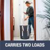CleverMade Laundry Backpack Duffel Bag with Shoulder Straps – 62L / 16 Gal XL, Charcoal, Drawstring Top Closure for Travel Clothes, Gym, College, Dorm(Stone Gray – Pack of 1)