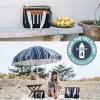 CleverMade Premium Soft Sided Malibu Cooler, 18 Can Insulated Leakproof Lunchbox for Beach, Picnics, and Work Made from Recycled Materials Navy Striped