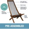 CleverMade Tamarack Folding Rope Chair – Foldable Outdoor Low Profile Wood Lounge Chair for the Patio, Backyard, and Deck, No Assembly Required(Cinnamon)