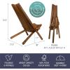 CleverMade Tamarack Folding Wooden Outdoor Chair -Stylish Low Profile Acacia Wood Lounge Chair for the Patio, Porch, Lawn, Garden, Assembly Required, Cinnamon