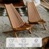 CleverMade Tamarack Folding Wooden Outdoor Chair -Stylish Low Profile Acacia Wood Lounge Chair for the Patio, Porch, Lawn, Garden or Home Furniture – Cinnamon(Tamarack Chair)