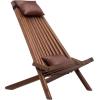 CleverMade Tamarack Folding Wooden Outdoor Chair -Stylish Low Profile Acacia Wood Lounge Chair for the Patio, Porch, Lawn, Garden or Home Furniture – Cinnamon(Chair + Pillows)