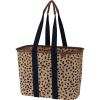 CleverMade Collapsible LUXE Tote – Cheetah 1 Pack 30L / 8 Gal – Reusable Utility Grocery Shopping Storage Bag Organizer w/ Handles Reinforced Bottom