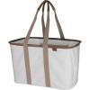 CleverMade Collapsible LUXE Tote – Cream Latte 1Pack 30L / 8Gal – Reusable Utility Grocery Shopping Storage Bag Organizer w/ Handles Reinforced Bottom