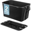 CleverMade Collapsible Laundry Basket Hamper – LUXE Cream Herringbone 2Pack 60L -SpaceSaving Storage Organizer with Handles Foldable Home Organization(Blue – Black/Gray – Pack of 2)
