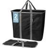 CleverMade Collapsible Laundry Caddy -LUXE Cream Herringbone 2Pack 64L -Foldable Storage Organization Container Clothes Laundry Room Storage Solution(Black/Gray – Pack of 2)
