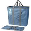 CleverMade Collapsible Laundry Caddy -LUXE Cream Herringbone 2Pack 64L -Foldable Storage Organization Container Clothes Laundry Room Storage Solution(Blue/Gray – Pack of 2)