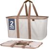 CleverMade Collapsible Laundry Tote – Denim Charcoal 2-Pack 50L – Foldable Storage Organization Container for Clothes Laundry Room Storage Solution(Biege (LUXE) – Pack of 2)
