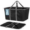 CleverMade Collapsible Laundry Tote – Denim Charcoal 2-Pack 50L – Foldable Storage Organization Container for Clothes Laundry Room Storage Solution(Black/Gray – Pack of 2)