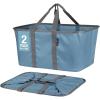 CleverMade Collapsible Laundry Tote – Denim Charcoal 2-Pack 50L – Foldable Storage Organization Container for Clothes Laundry Room Storage Solution(Blue/Gray – Pack of 2)
