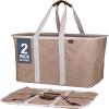 CleverMade Collapsible Laundry Tote – Denim Charcoal 2-Pack 50L – Foldable Storage Organization Container for Clothes Laundry Room Storage Solution(Brown (LUXE) – Pack of 2)
