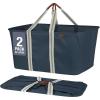 CleverMade Collapsible Laundry Tote – Denim Charcoal 2-Pack 50L – Foldable Storage Organization Container for Clothes Laundry Room Storage Solution(Dark Blue (LUXE) – Pack of 2)