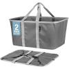 CleverMade Collapsible Laundry Tote – Denim Charcoal 2-Pack 50L – Foldable Storage Organization Container for Clothes Laundry Room Storage Solution(Gray – Pack of 2)