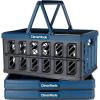 CleverMade Collapsible Shopping Basket, Obsidian, 3PK – 24L (6 Gal) Reusable Plastic Grocery Shopping Baskets, Holds 25lbs Per Basket – Small Foldable Storage Crates with Handles(Blue – Shopping Basket – Pack of 3)