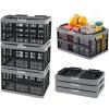 CleverMade Collapsible Shopping Basket, Stone, 3PK – 16L (4 Gal) Reusable Plastic Grocery Shopping Baskets, Holds 22lbs Per Basket – Small Foldable Storage Crates with Handles(Stone)