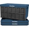 CleverMade Collapsible Storage Bins with Lids – Ocean 3 Pack 46L – Plastic Containers Stackable Organization Crates Home Closet Space-Saving Durable(Ocean Blue – 62L – Pack of 3)