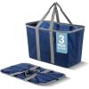 CleverMade EcoBasket Reusable Grocery Tote – Collapsible Storage Shopping Organizer – Heavy Duty Utility Bag Home(Blue/Gray – Ecobasket – Pack of 3)