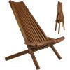 CleverMade Tamarack Folding Wooden Outdoor Chair -Stylish Low Profile Acacia Wood Lounge Chair for the Patio, Porch, Lawn, Garden, Assembly Required, Cinnamon