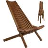 CleverMade Tamarack Folding Wooden Outdoor Chair -Stylish Low Profile Acacia Wood Lounge Chair for the Patio, Porch, Lawn, Garden or Home Furniture – Cinnamon(Tamarack Chair)